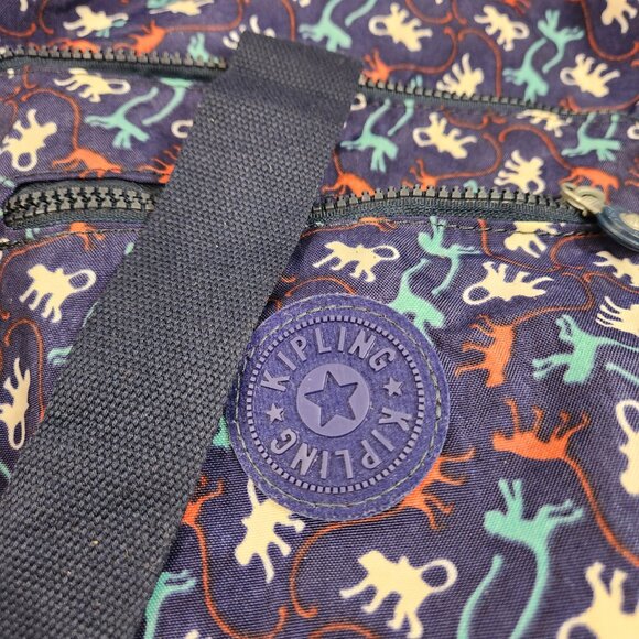 Kipling Monkey Pattern Duffel Bag Blue Large - Picture 3 of 10
